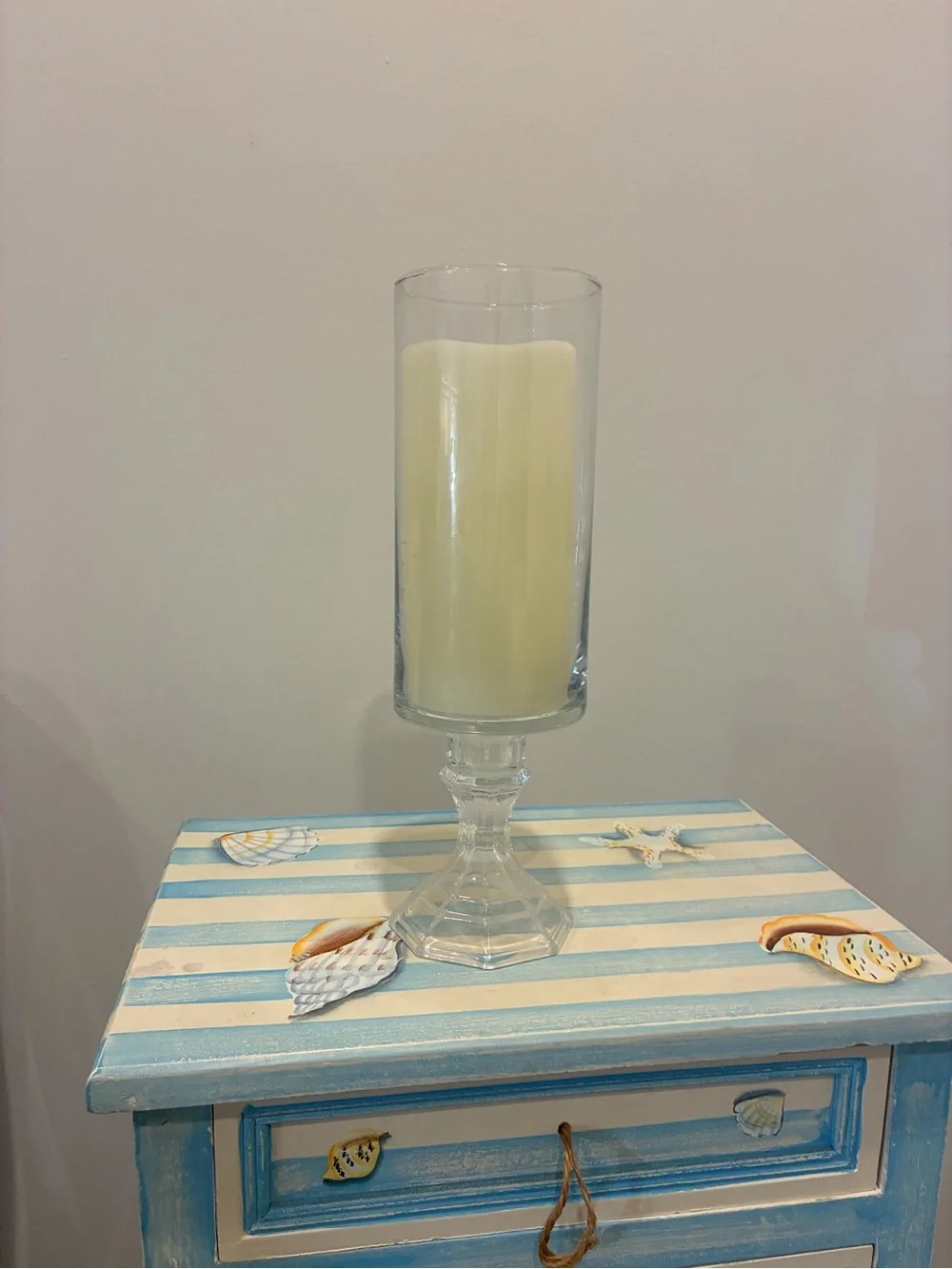 Handcrafted Clear Glass Pedestal Hurricane Vase